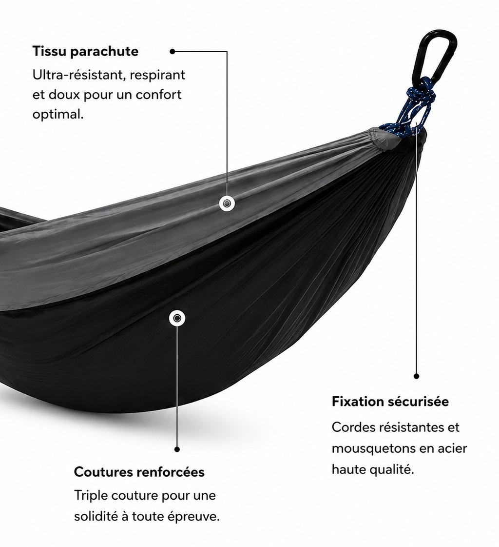 Hamac de Camping Double Anti-Renversement, Kit Complet