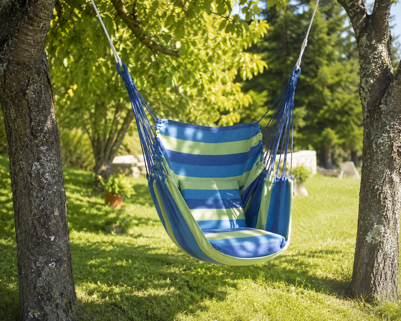 Chaise Suspendue Rayée, Corde Double, Sac Inclus